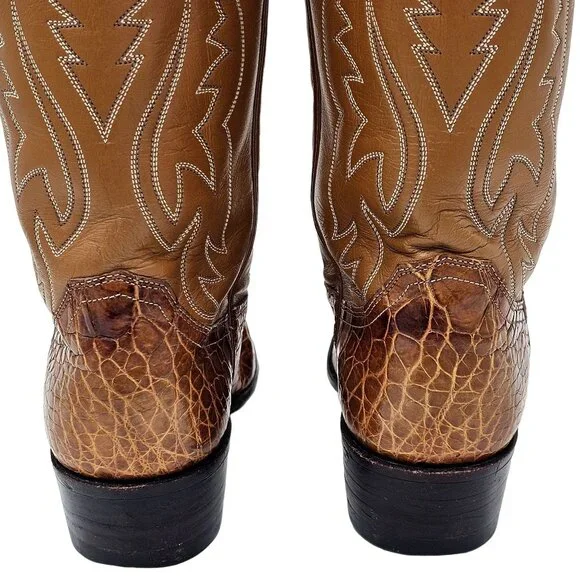 Vintage Preban Exotic Justin Womens 8AA Honey Brown Cowboy Western Boots Cowgirl - Picture 11 of 16